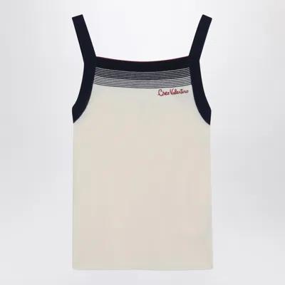 Valentino Top With Chez  Embroidery In Wool In White