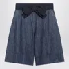 Valentino Garavani Denim Bermuda Shorts With Oversized Bow In Blue