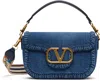 VALENTINO GARAVANI BLUE ALLTIME DENIM SHOULDER BAG