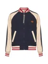 Valentino Sporty Bomber Jacket With Embroidered Details In Blue