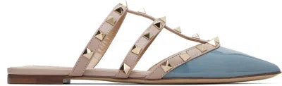 Valentino Garavani Blue & Pink Rockstud Patent-leather Mules