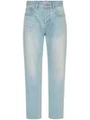 Valentino Vlogo Signature Embossed Tapered Jeans In Blue