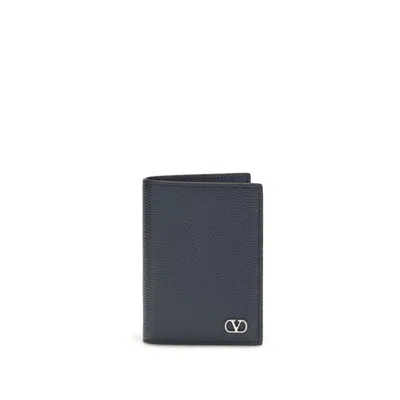 Valentino Garavani Blue Calf Leather Bos Taurus Wallet