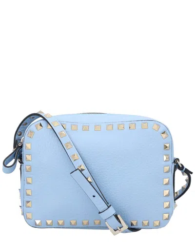 Valentino Garavani Valentino Blue Calfskin Rockstud Crossbody In Brown