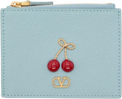 Valentino Garavani Blue Cherryfic Card Holder