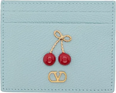 Valentino Garavani Blue Cherryfic Card Holder