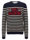 Valentino Garavani Crewneck Sweater With Bold Jacquard Motif In Black