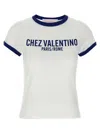 Valentino Womens Regular-fit Brand-print Cotton-jersey T-shirt Avorio Blu Elettrico In Blue