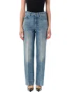 Valentino Cuffed-effect Straight Jeans In Blue