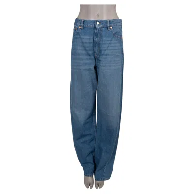 Pre-owned Valentino Blue Cotton 2023 Washed Denim Straight Jeans Pants 27 Xs