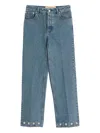 Valentino Five-pocket Denim Trousers Featuring Button Embellishments In Blue