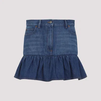 Valentino Blue Cotton Mini Skirt