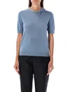 Valentino Bestickter Wollpullover Frau Himmelblau S In Blue