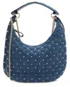 Valentino Blue Denim & Leather Rockstud Spike Hobo (authentic Pre-loved)