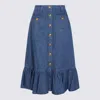 Valentino Garavani Blue Denim Cotton Skirt In Denim