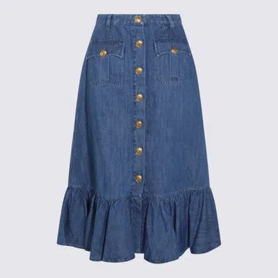 VALENTINO BLUE DENIM COTTON SKIRT