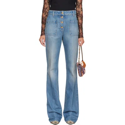 Valentino Blue Denim Exposed Button Jeans