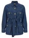 Valentino Denim Safari Jacket In Blue