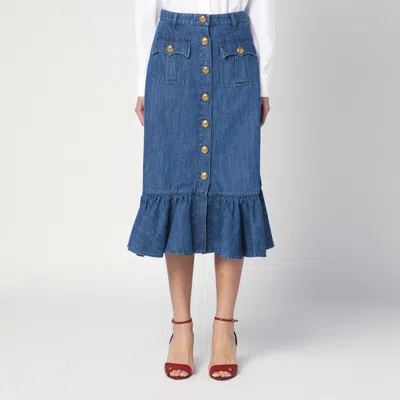 VALENTINO BLUE DENIM MIDI SKIRT
