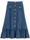 Valentino Garavani Blue Denim Cotton Skirt