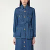 Valentino Denim Safari Jacket In Blue