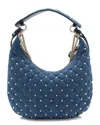 Valentino Blue Denim Rockstud Spike Hobo (authentic Pre-loved) In Blue