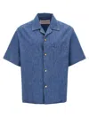 Valentino Garavani Oversized Denim Shirt With Button Closure In Blue