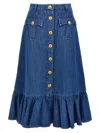 Valentino Garavani Blue Denim Cotton Skirt In Blue