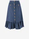 Valentino Garavani Blue Denim Cotton Skirt In Blue