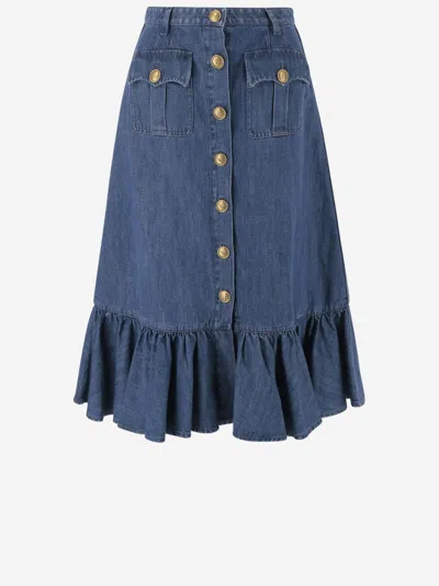 Valentino Blue Denim Skirt
