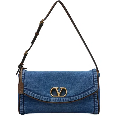 Valentino Garavani Blue Devain Small Denim Shoulder Bag