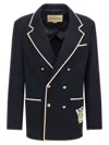 Valentino Double-breasted Blazer Gold Buttons In Blue