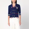 Valentino Blue Double-breasted Wool Cardigan In Blue