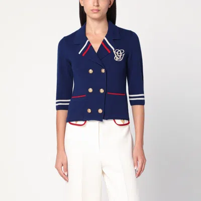 Valentino Blue Double-breasted Wool Cardigan