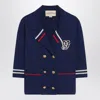 Valentino Blue Double-breasted Wool Cardigan