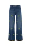 Valentino Embroidered Embellished High-rise Straight-leg Jeans In Blue