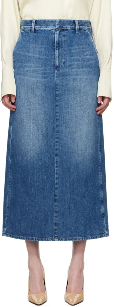 VALENTINO BLUE FADED DENIM MAXI SKIRT
