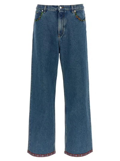 VALENTINO BLUE FLORAL INSERT JEANS