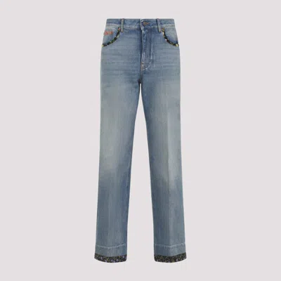 VALENTINO BLUE FLORAL PRINT JEANS