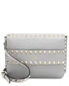 Valentino Blue Grained Calfskin Rockstud Flap Side Slip Crossbody (authentic Pre-loved)