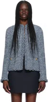 VALENTINO BLUE TEXTURED TWEED JACKET