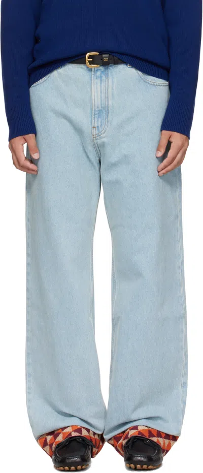 Valentino Blue Jacquard Hem Jeans