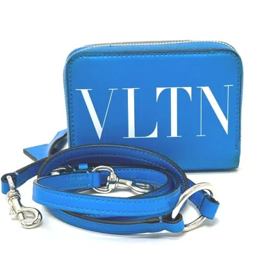 Pre-owned Valentino Garavani Valentino Blue Leather Long Wallet (bi-fold) ()