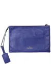 Valentino Blue Leather One Stud Wristlet Clutch (authentic Pre-loved) In Blue