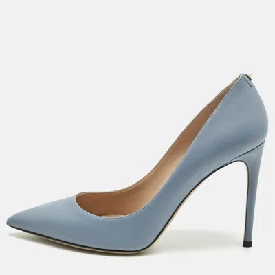 Pre-owned Valentino Garavani Blue Leather Rockstud Pumps Size 40