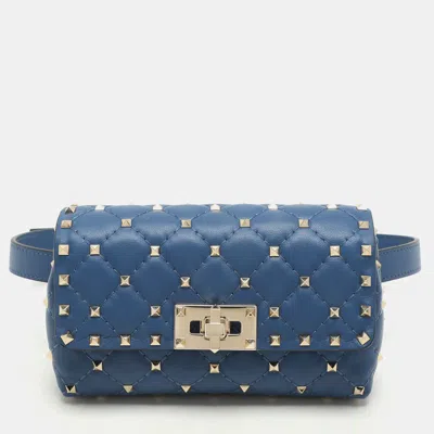 Pre-owned Valentino Garavani Blue Leather Rockstud Spike Belt Bags