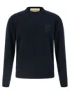 Valentino Wool Crew Neck Sweater In Blue