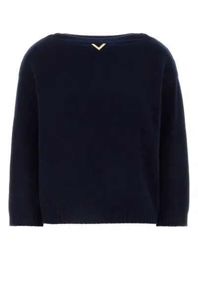 VALENTINO WOMEN BLUE LOGO PULLOVER, L LUXURY TOPS FOR WOMEN DARVEYS