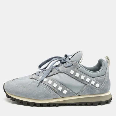 Pre-owned Valentino Garavani Blue Mesh And Suede Rockrunner Sneakers Size 40.5