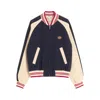 Valentino Sporty Bomber Jacket With Embroidered Details In Blue